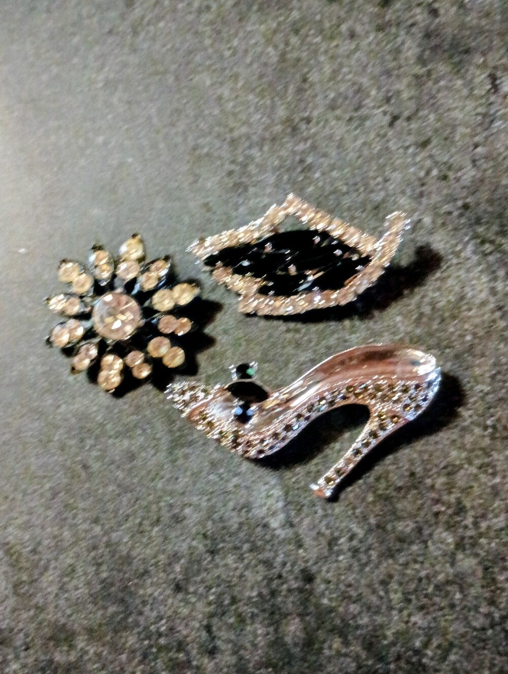 Three Vintage Black Brooches